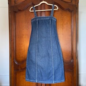 Vintage 90s Polo Jeans Co. Ralph Lauren Denim Pinafore Midi Dress with Back Zip